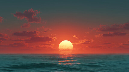 Tropical Sunset Over Ocean Horizon