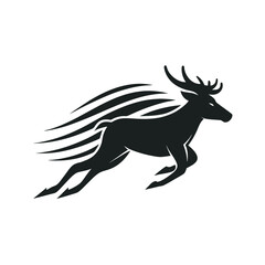 Running Moose With Motion Lines Silhouette