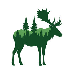 Moose Body Filled With Tree Texture