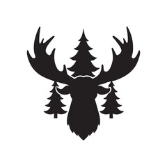 Detailed Moose Antlers With Tree Design