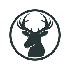 Circular Badge With Moose Head Silhouette