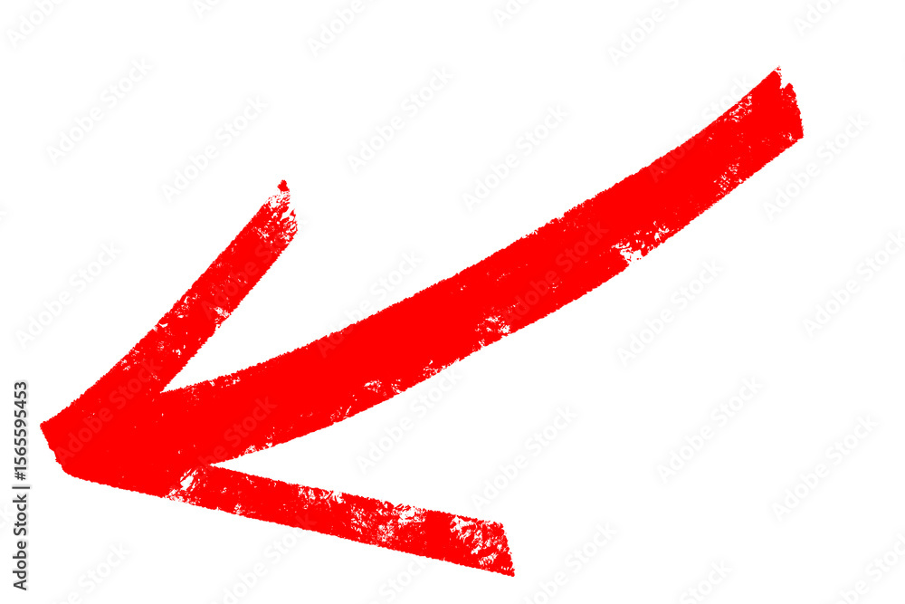 Poster a red handdrawn arrow points diagonally down and to the left, isolated on transparent background
