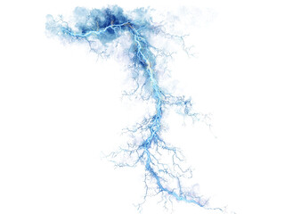 Abstract lightning storm over frozen lake winter landscape, Isolated On Transparent Background, Png