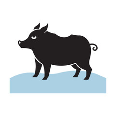 Wild Boar With Steam Breath In Cold Silhouette