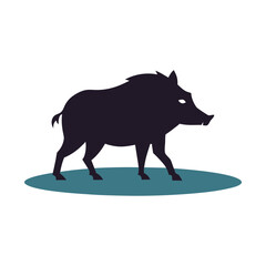 Silhouette Of Boar Under Moon Scene