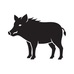 Fototapeta premium Wild Boar Standing Alert In Forest Silhouette