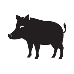 Fototapeta premium Boar Sniffing The Ground Silhouette Design