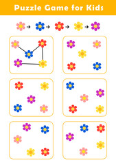 Connect flowers according to the example provided. Pre-Writing Worksheet for Toddlers. Puzzle Game for Children. Preschool Worksheet Activity for Kids. Educational Game.
