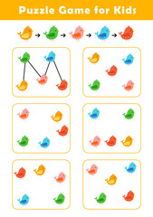 Connect birds according to the example provided. Pre-Writing Worksheet for Toddlers. Puzzle Game for Children. Preschool Worksheet Activity for Kids. Educational Game.