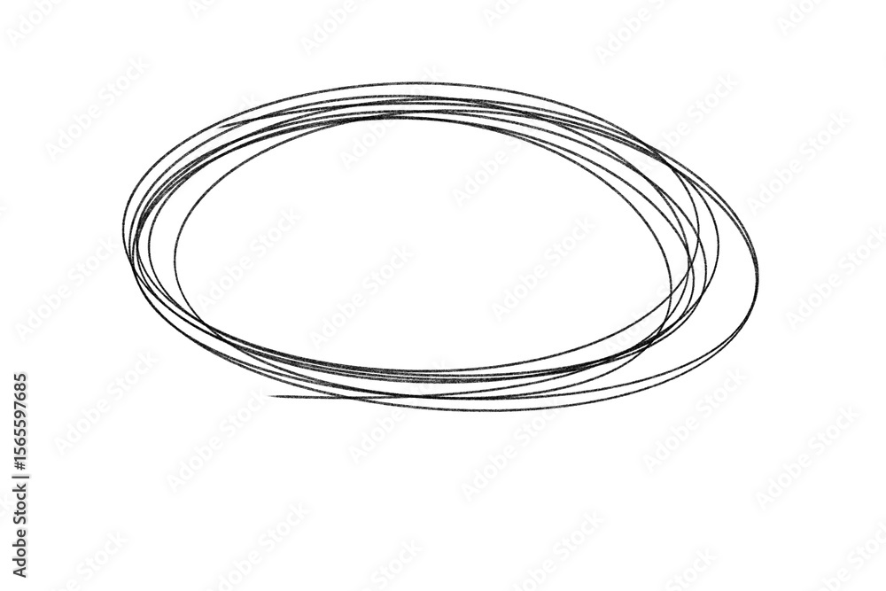 Poster a scribble of overlapping oval lines is isolated on transparent background