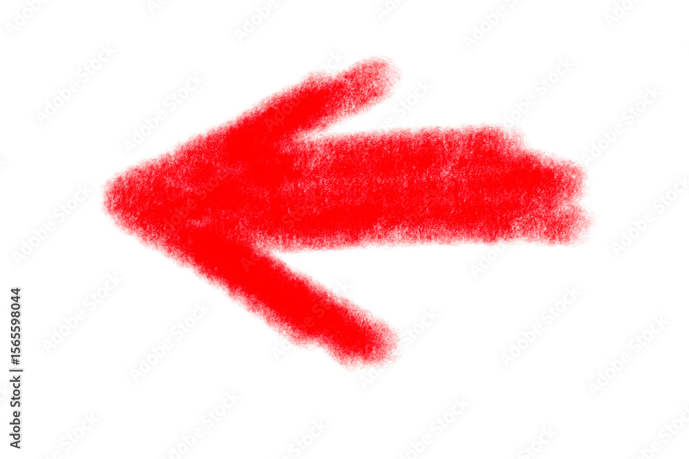 Poster a red arrow points to the left, isolated on transparent background