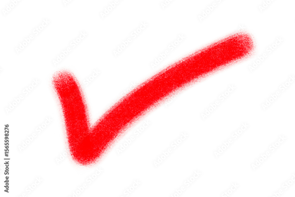 Poster a red check mark is isolated on transparent background