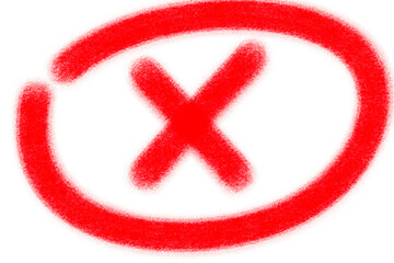 A red cross mark is circled, isolated on transparent background