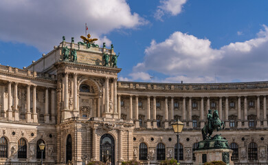 Curved colonnade of Neue Burg wing at Hofburg Palace in Vienna