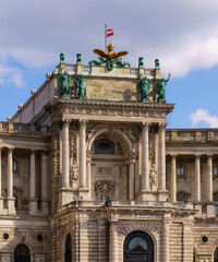 Fototapeta premium Neue Burg Wing of Hofburg Palace in Vienna with historic sculptures and columns