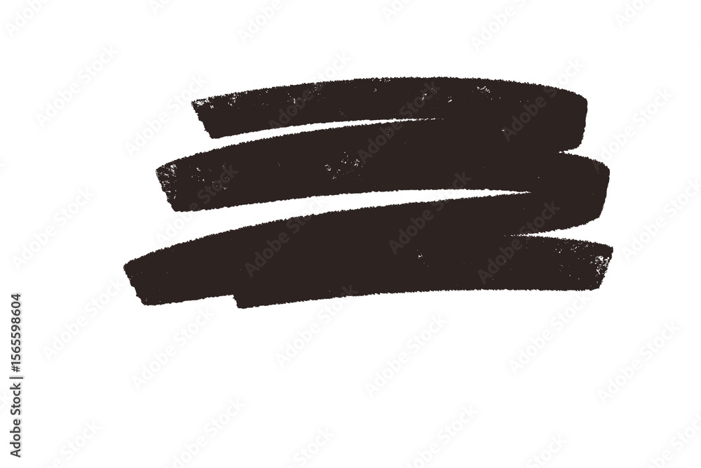 Aufkleber three black brush strokes isolated on transparent background create an abstract design