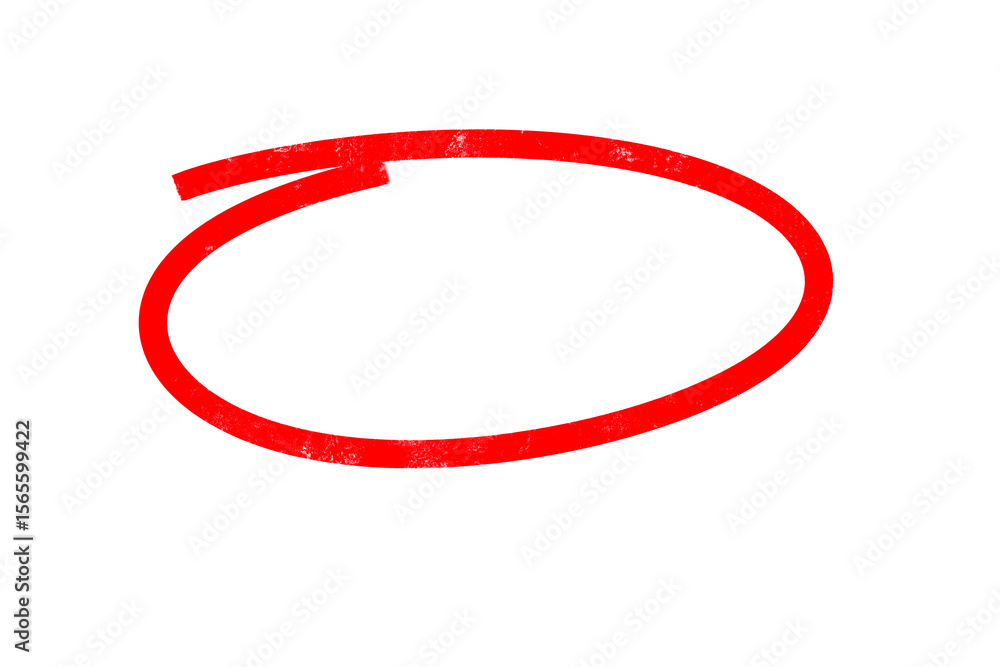 Poster a red circle is drawn with a marker, isolated on transparent background