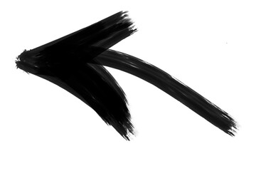 A black brush stroke arrow points to the left, isolated on transparent background
