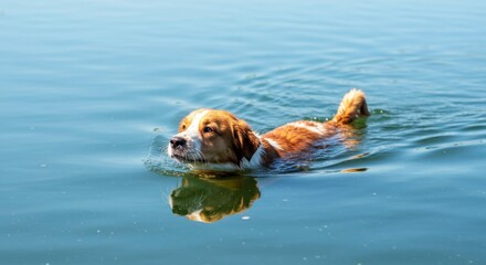Dog swimming in a lake