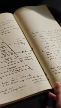 Notebook showing social class pyramid scheme
