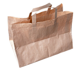 Slightly closed paper shopping bag on isolated background.