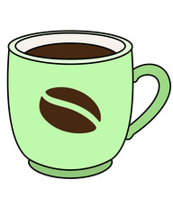 Cup of coffee with coffee beans - vector full-color image for logo, pictogram. Cup of coffee green