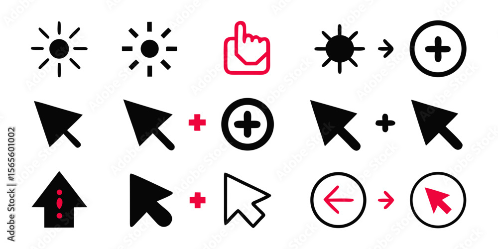 Leinwandbilder collection of ui cursor icons and symbols representing actions and navigation isolated on white back