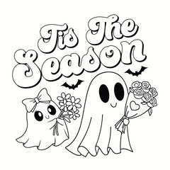 Art & Illustration, retro svg cut file design ,svg cut file, svg retro ghost ,halloween cute ghost bundle