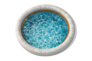PNG Circular mosaic swimming pool with rippling blue water