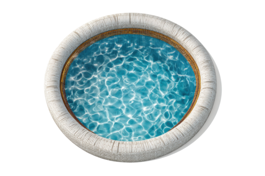 PNG Circular mosaic swimming pool with rippling blue water