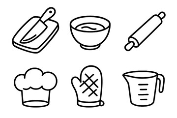 Cartoon icons in black and white for meal prep. Clean, minimal design.