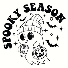 Art & Illustration, retro svg cut file design ,svg cut file, svg retro ghost ,halloween cute ghost bundle