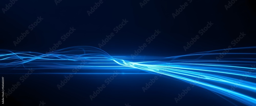 Poster abstract blue light trails design, a modern digital backdrop with glowing lines. motion and speed, a