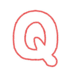アルファベットQ　 手書き文字　かわいい　素材　赤　イラスト　素材　アイコン　クレヨン風