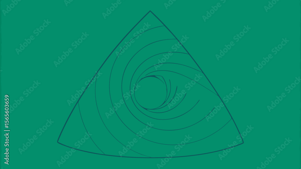Poster abstract geometric triangle with swirling lines and a central vortex effect