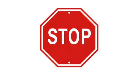 Red octagonal stop sign with the word stop in black letters isolated on transparent background