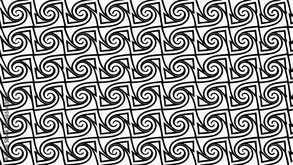Aufkleber seamless black and white geometric pattern with repeating spiral and square elements