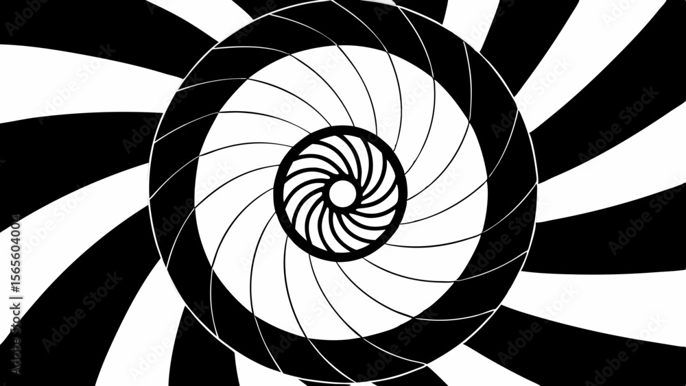 Aufkleber abstract black and white spiral vortex pattern with concentric circles