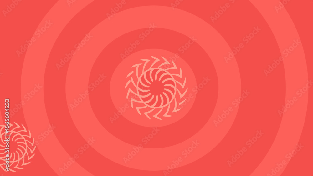 Aufkleber abstract geometric swirl pattern with concentric circles in coral tones