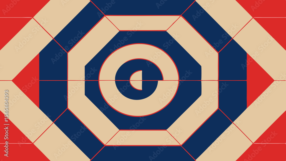 Aufkleber geometric abstract pattern with concentric circles and octagonal shapes