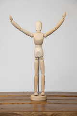 Bonhomme in articulated wood in Different Pose High Definition