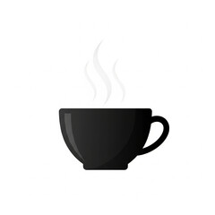 Coffee Cup Icon" or "Black Coffee Mug with Steam Icon