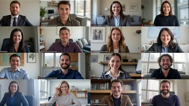 Virtual team meeting with diverse professionals connecting online for business - Powered by Adobe