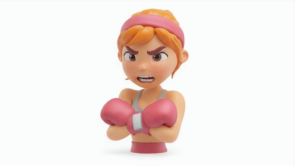 Animated Female Boxer: Determined, Ready to Fight, Cartoon Style - Powered by Adobe