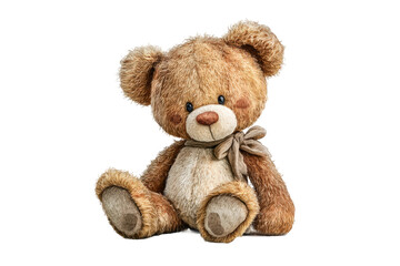 PNG Cute brown teddy bear with bowtie on white background