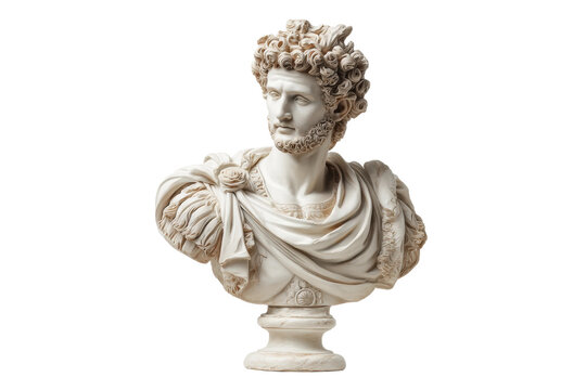 PNG Marble bust of bearded roman emperor with intricate hair details - Powered by Adobe