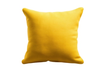 PNG Bright yellow decorative square pillow with soft texture and vibrant color