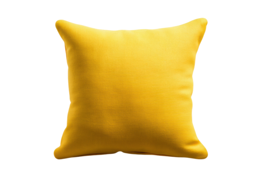 PNG Bright yellow decorative square pillow with soft texture and vibrant color