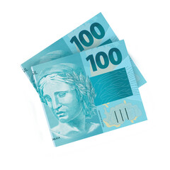 Brazilian Real 100 Banknotes Isolated on White