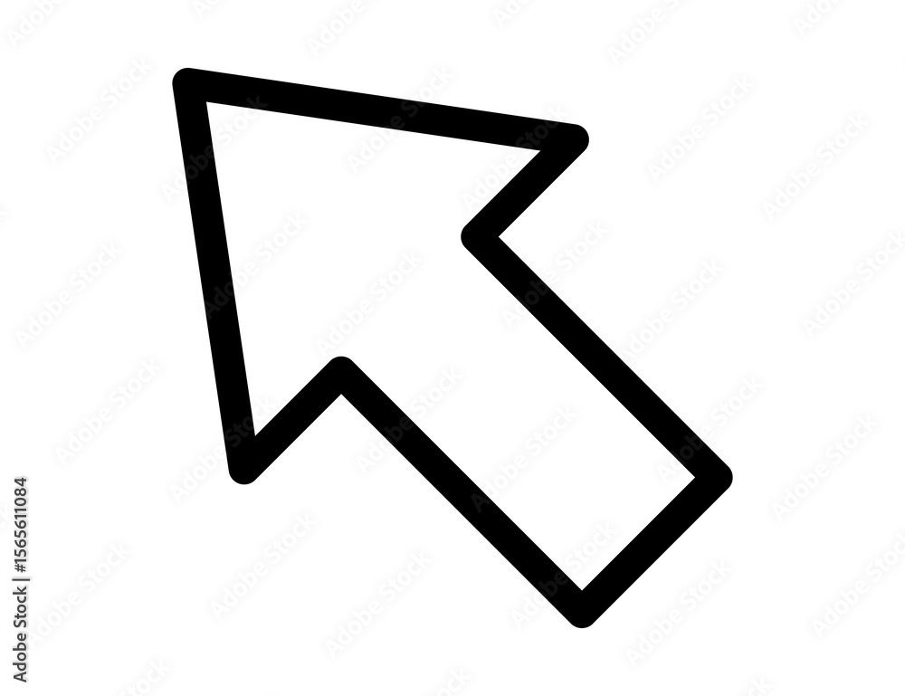 Fototapete black computer mouse cursor arrow pointing diagonally upwards and to the right isolated on a transpa